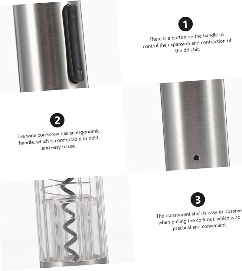 فتاحة نبيذ كهربائية أوتوماتيكية من الفولاذ المقاوم للصدأ، برغي فلين سهل الاستخدام لحفلات المنزل والنوادل - Image 4